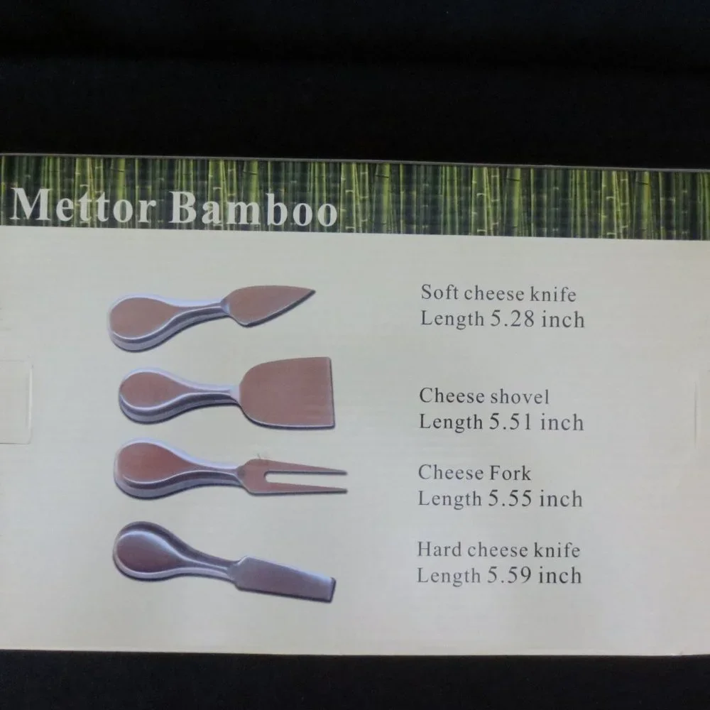 NEW Mettor Bamboo Cutting Block Set Cheese & Fruit Natural Bamboo Serving Ware